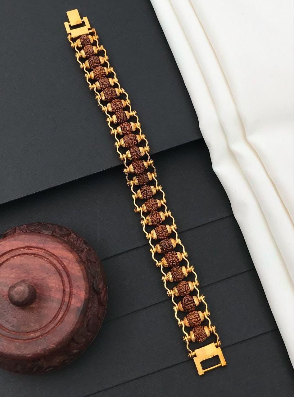 "Gold Plated Paanch Mukhi Rudraksha Bracelet"