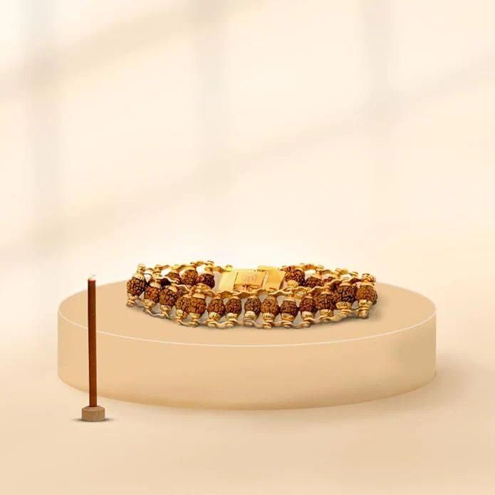 "Gold Plated Paanch Mukhi Rudraksha Bracelet"