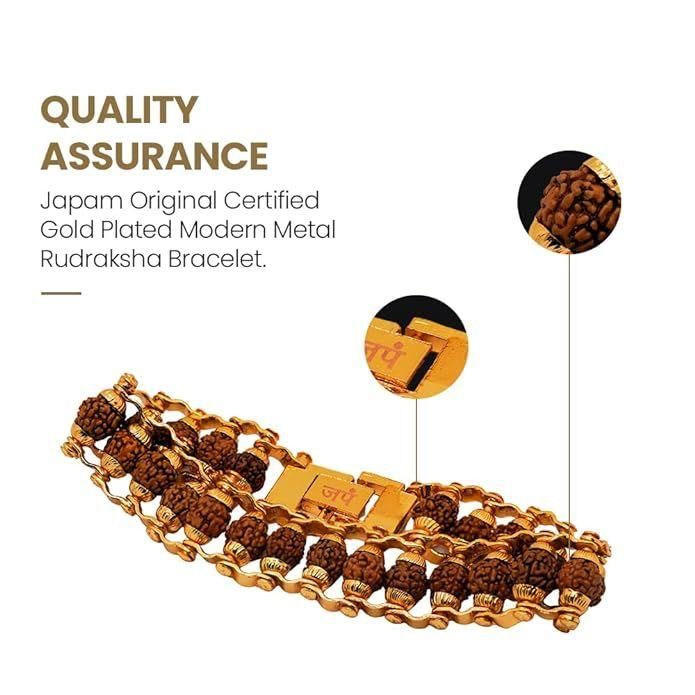 "Gold Plated Paanch Mukhi Rudraksha Bracelet"