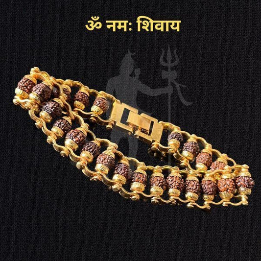 "Gold Plated Paanch Mukhi Rudraksha Bracelet"