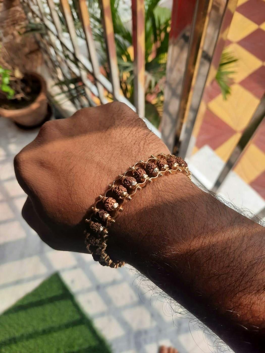"Gold Plated Paanch Mukhi Rudraksha Bracelet"