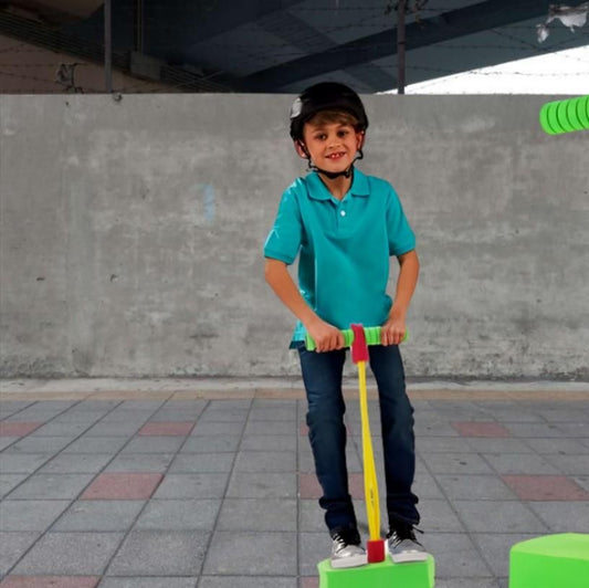 "Front view of Foam Pogo Jumper – colorful jumping stick toy for kids"